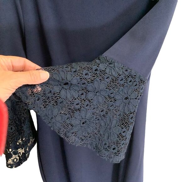 Hope & Harlow Navy Blue Bell Sleeve Dress - Size 14 - Picture 8 of 14